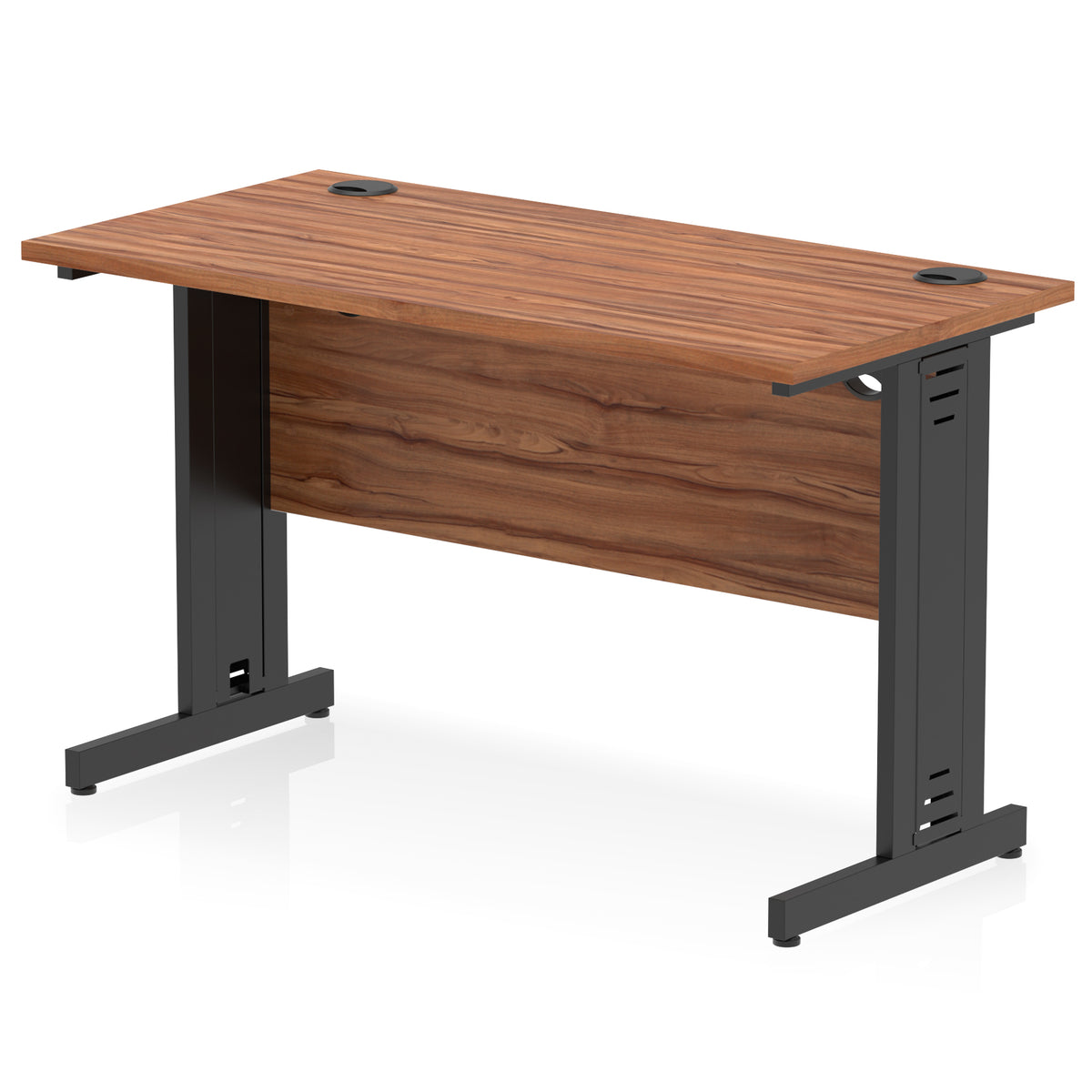ID Workplace Slimline Cable Managed Desk – 1200mm Walnut Black - Industrious Decor
