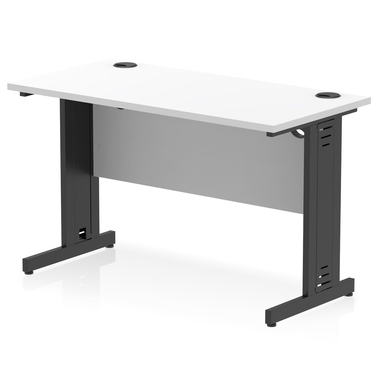 ID Workplace Slimline Cable Managed Desk – 1200mm White Black - Industrious Decor