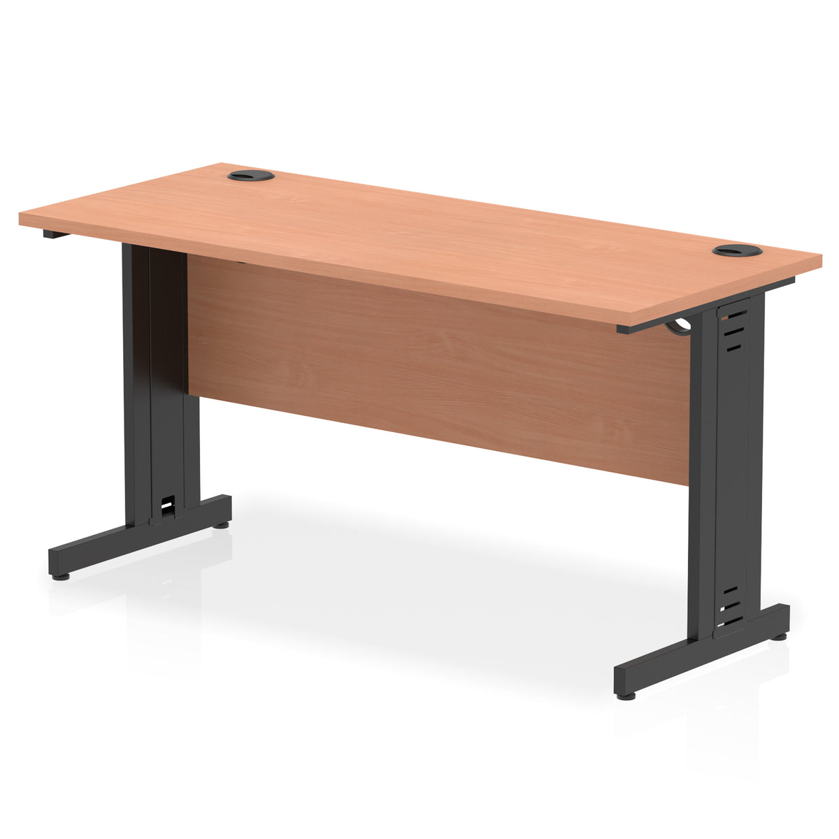 ID Workplace Slimline Cable Managed Desk – 1400mm Beech Black - Industrious Decor