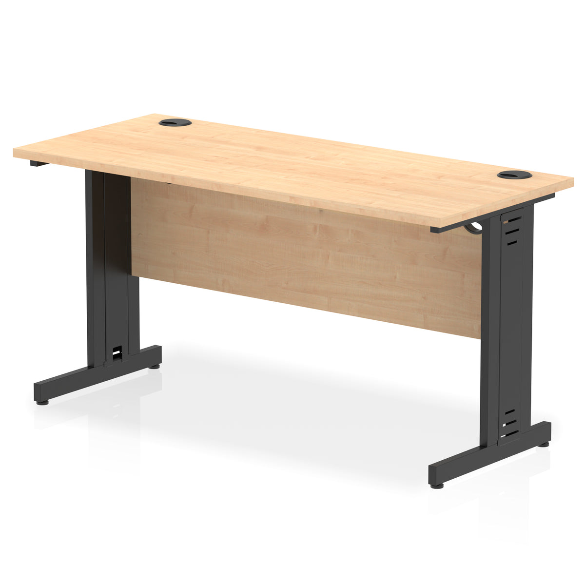ID Workplace Slimline Cable Managed Desk – 1400mm Maple Black - Industrious Decor
