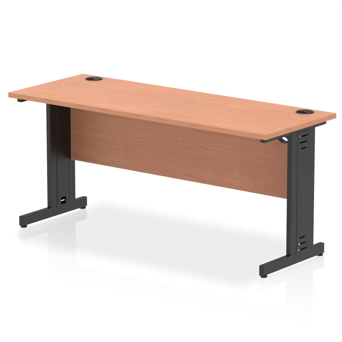 ID Workplace Slimline Cable Managed Desk – 1600mm Beech Black - Industrious Decor