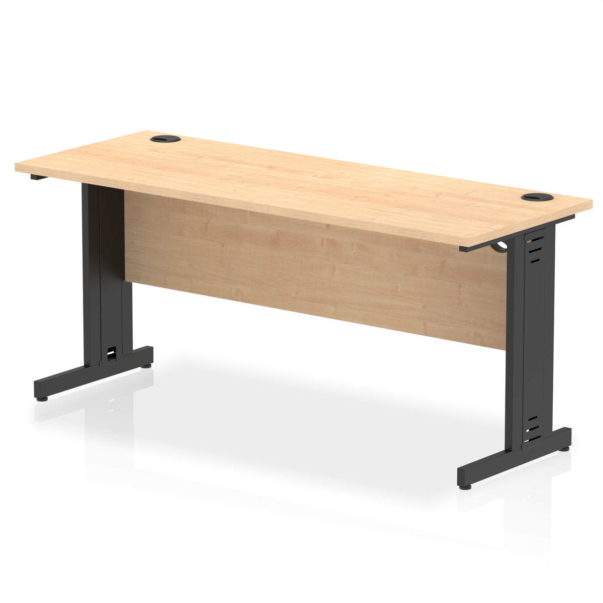 ID Workplace Slimline Cable Managed Desk – 1600mm Maple Black - Industrious Decor