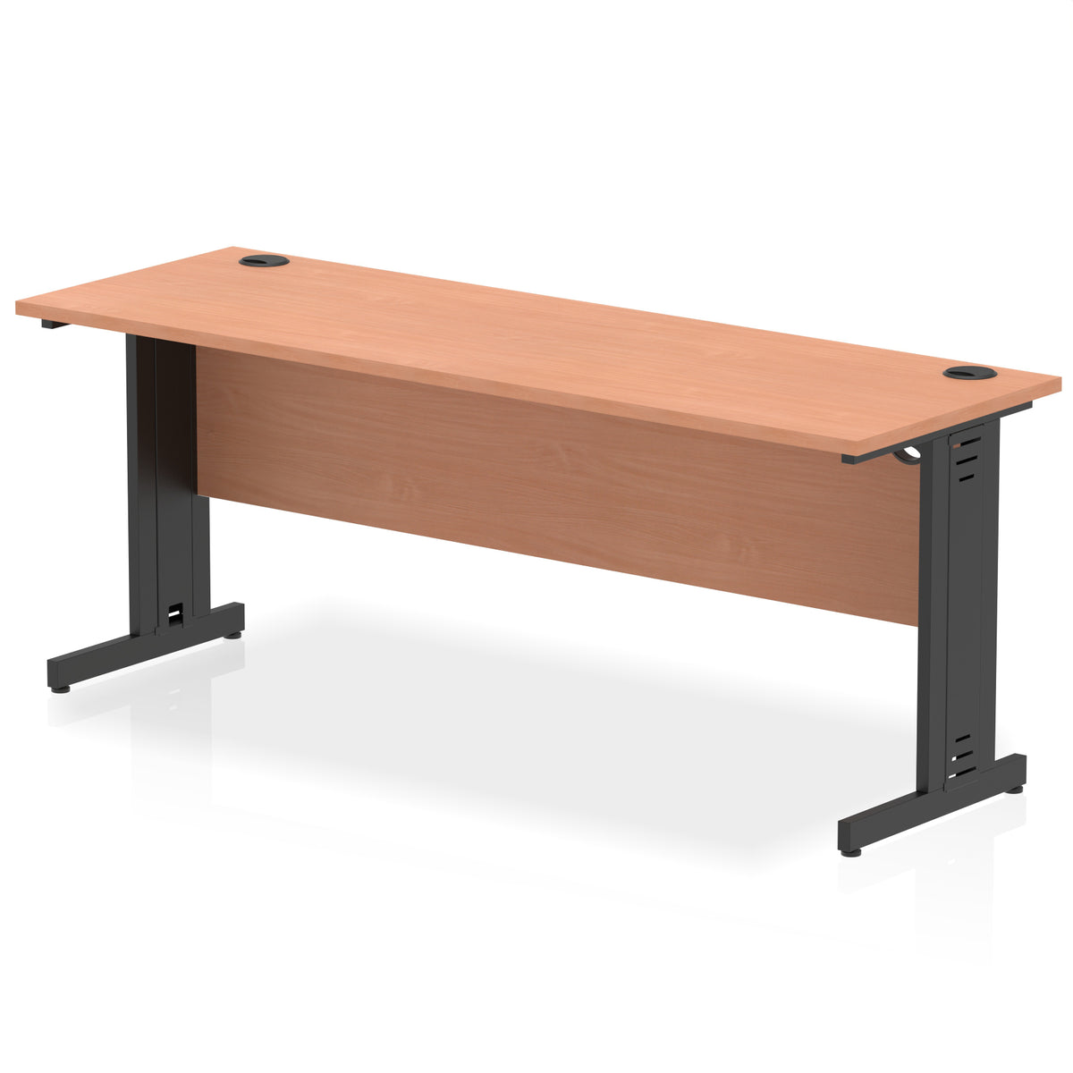 ID Workplace Slimline Cable Managed Desk – 1800mm Beech Black - Industrious Decor