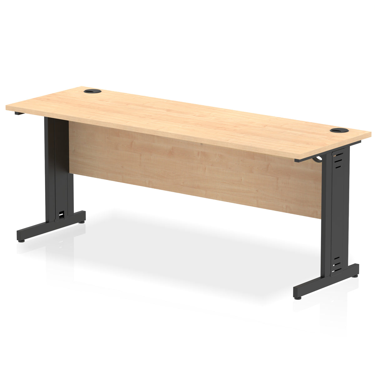 ID Workplace Slimline Cable Managed Desk – 1800mm Maple Black - Industrious Decor