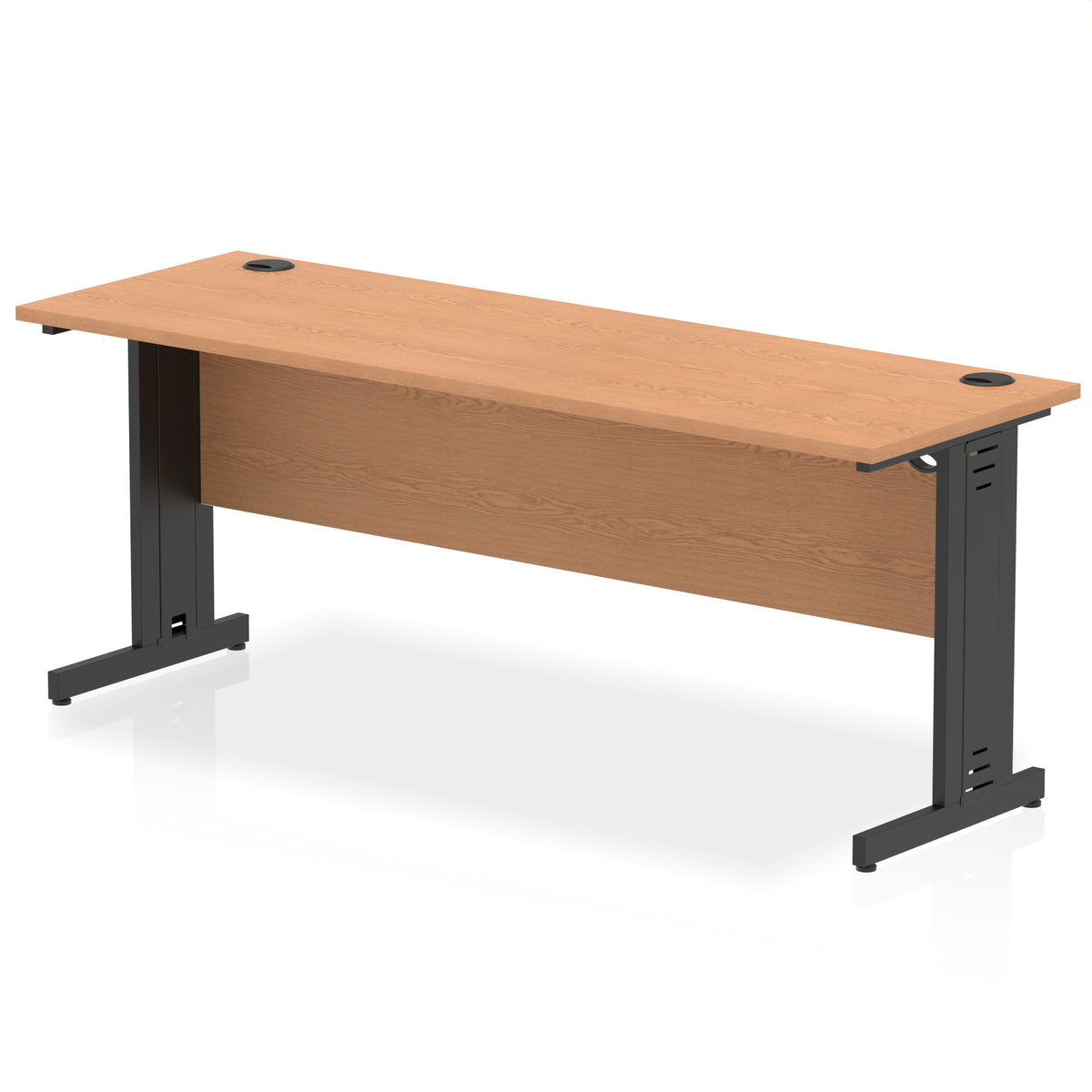 ID Workplace Slimline Cable Managed Desk – 1800mm Oak Black - Industrious Decor