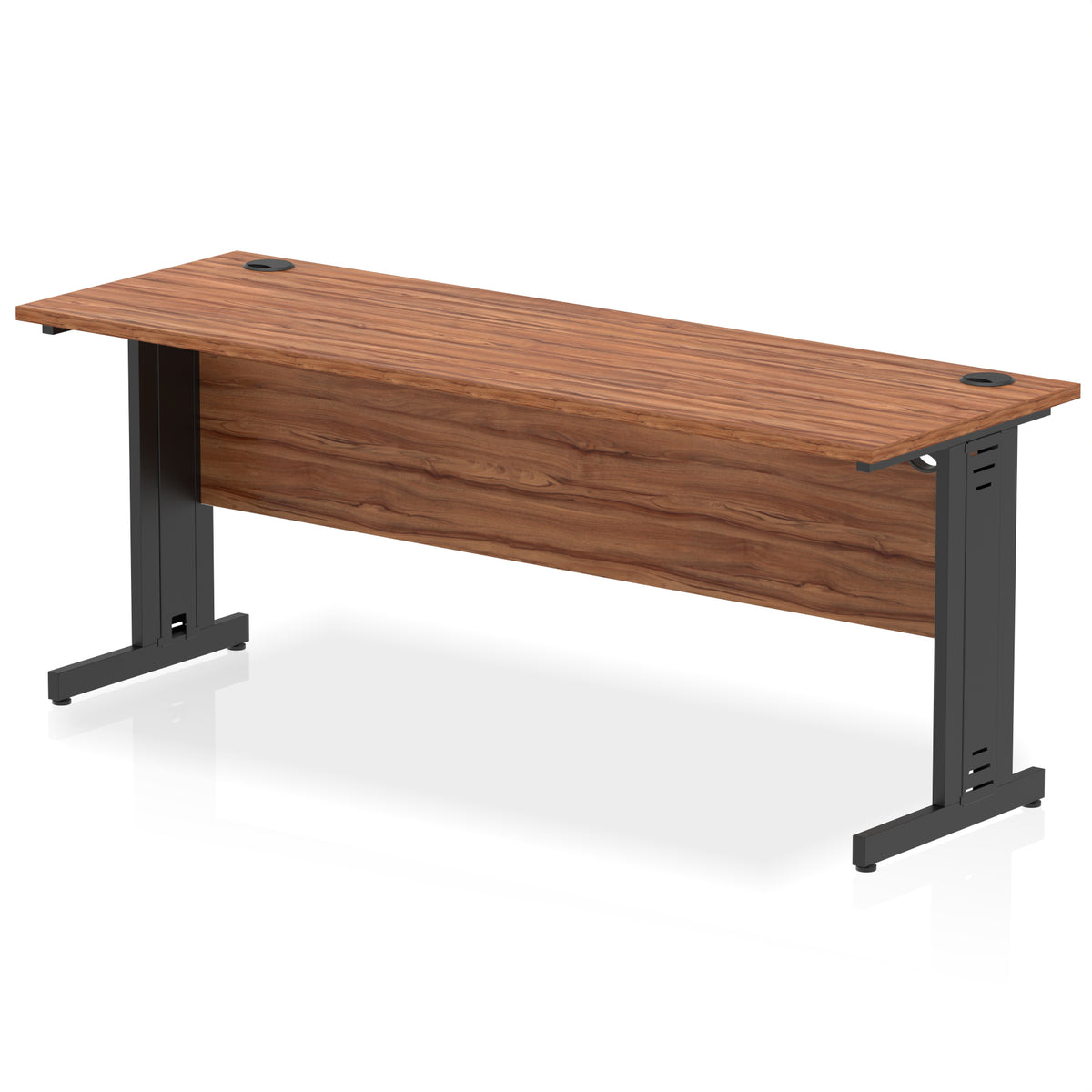 ID Workplace Slimline Cable Managed Desk – 1800mm Walnut Black - Industrious Decor