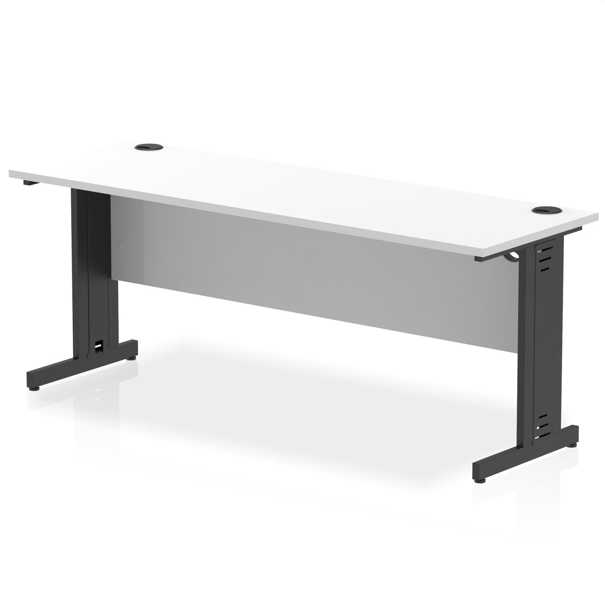 ID Workplace Slimline Cable Managed Desk – 1800mm White Black - Industrious Decor