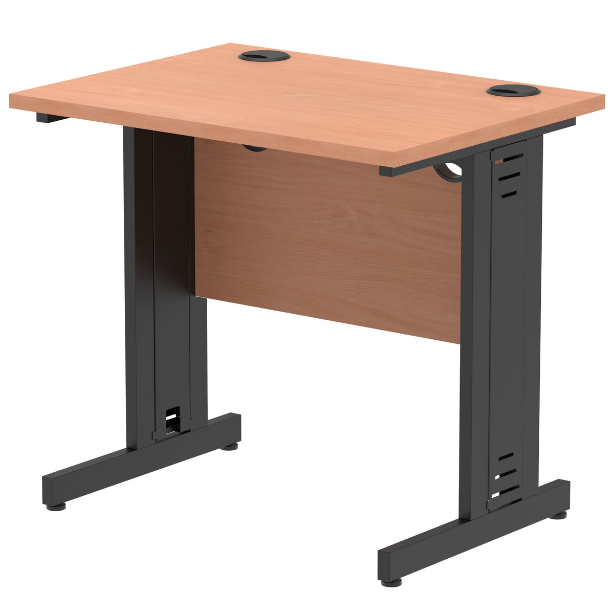 ID Workplace Slimline Cable Managed Desk – 800mm Beech Black - Industrious Decor