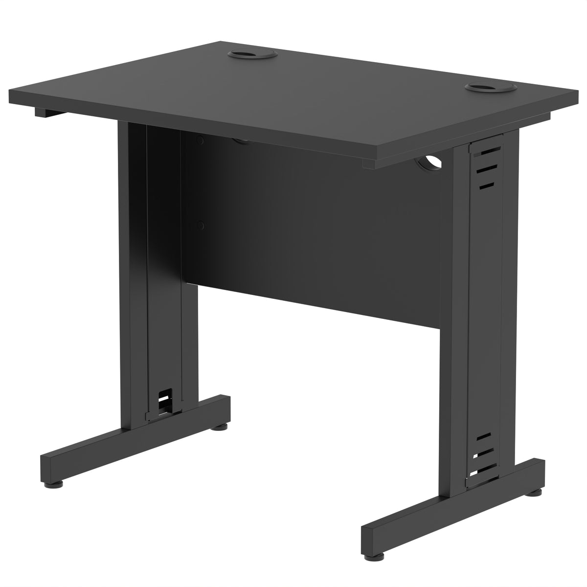 ID Workplace Slimline Cable Managed Desk – 800mm Black Black - Industrious Decor