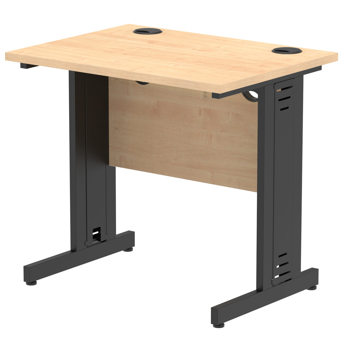 ID Workplace Slimline Cable Managed Desk – 800mm Maple Black - Industrious Decor