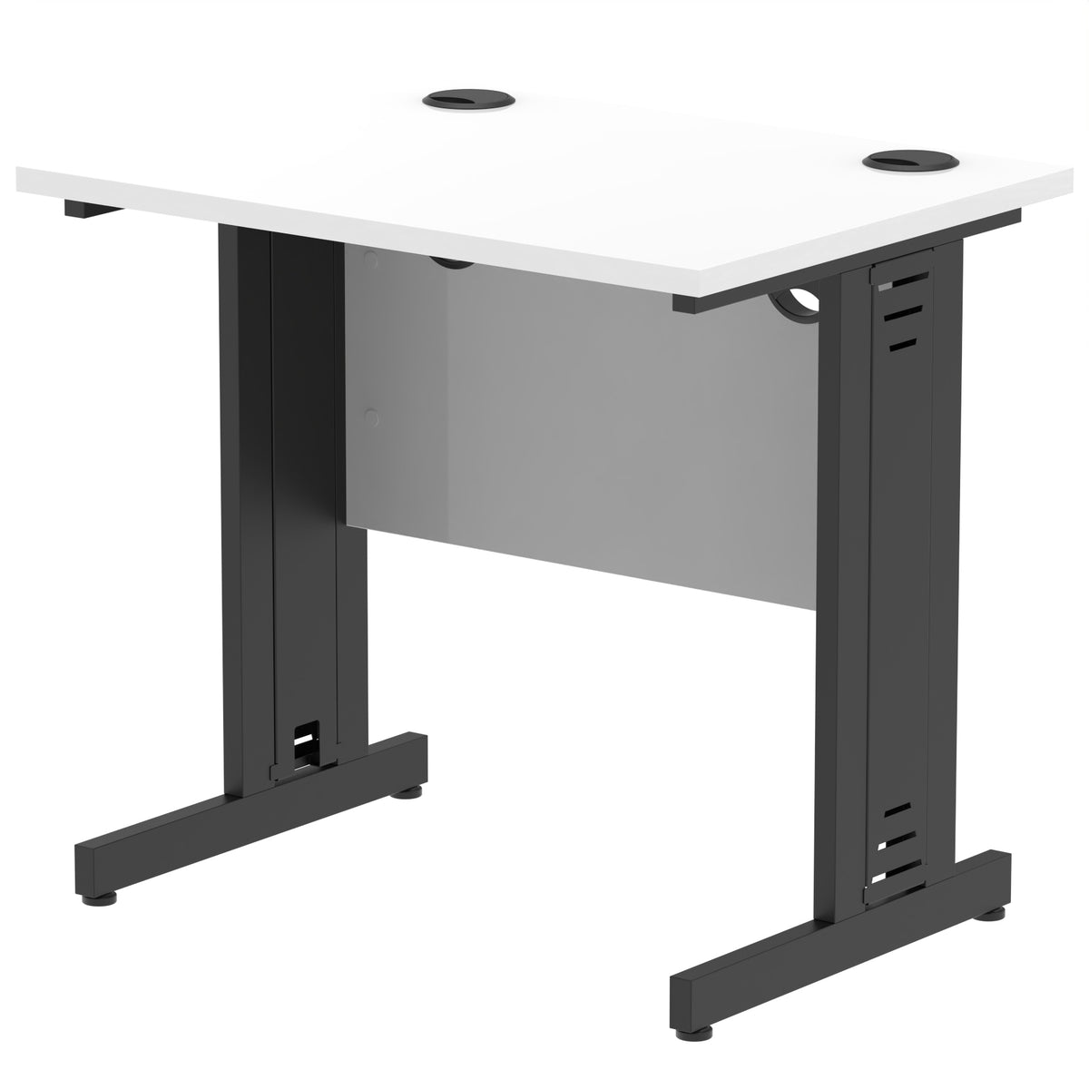 ID Workplace Slimline Cable Managed Desk – 800mm White Black - Industrious Decor