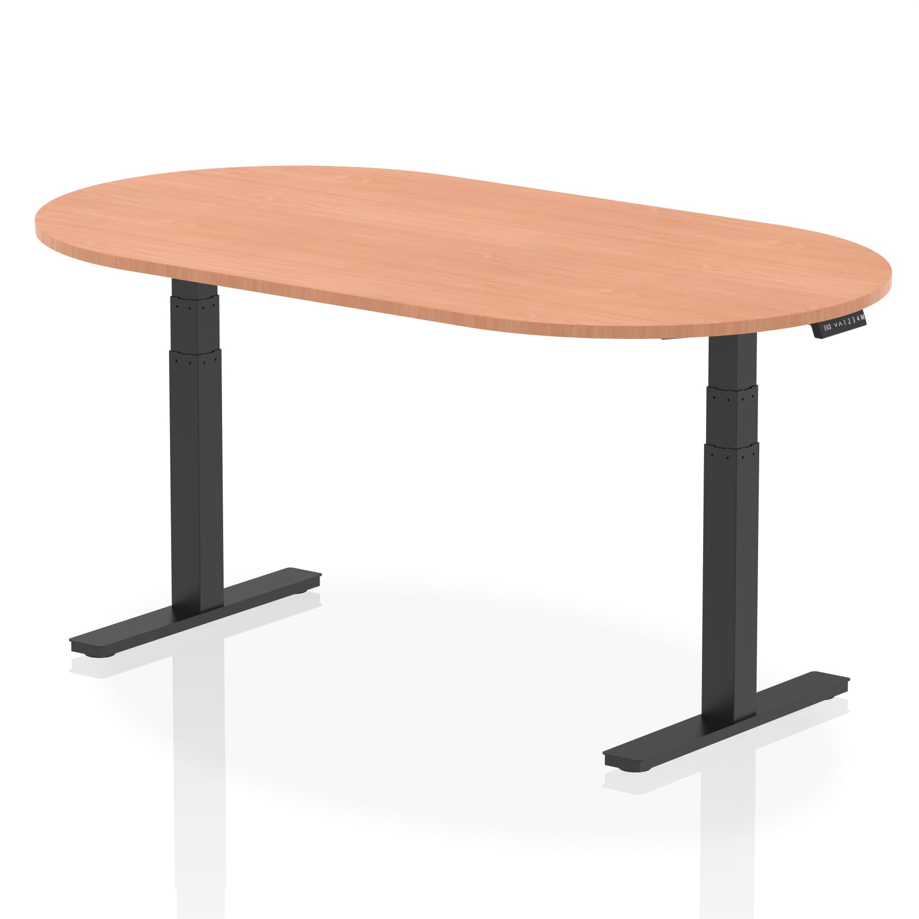 Impulse Height Adjustable Boardroom Table Beech 1800 Black - Industrious Decor