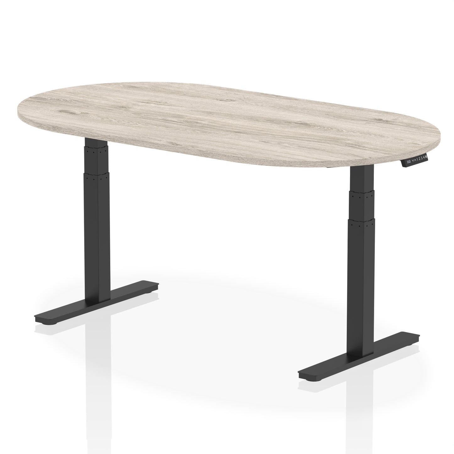 Impulse Height Adjustable Boardroom Table Grey Oak 1800 Black - Industrious Decor
