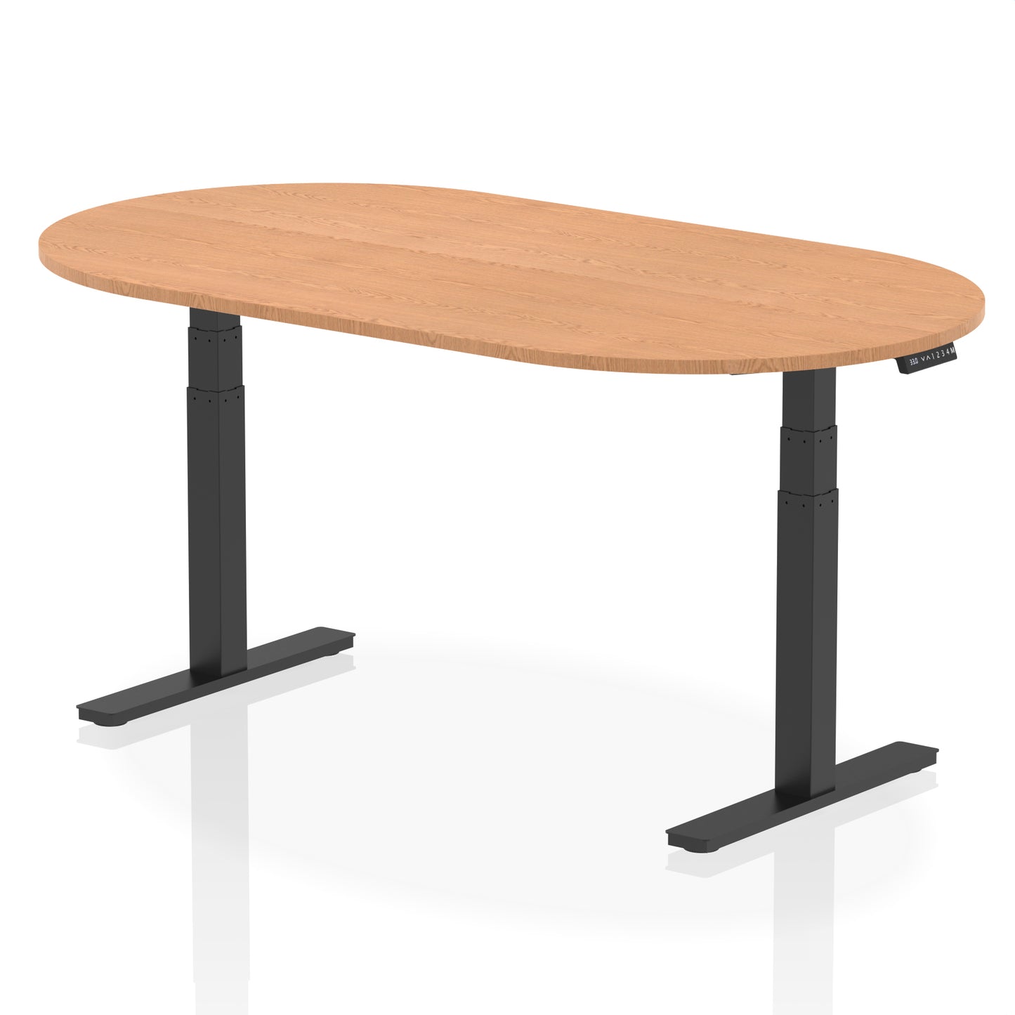 Impulse Height Adjustable Boardroom Table Oak 1800 Black - Industrious Decor