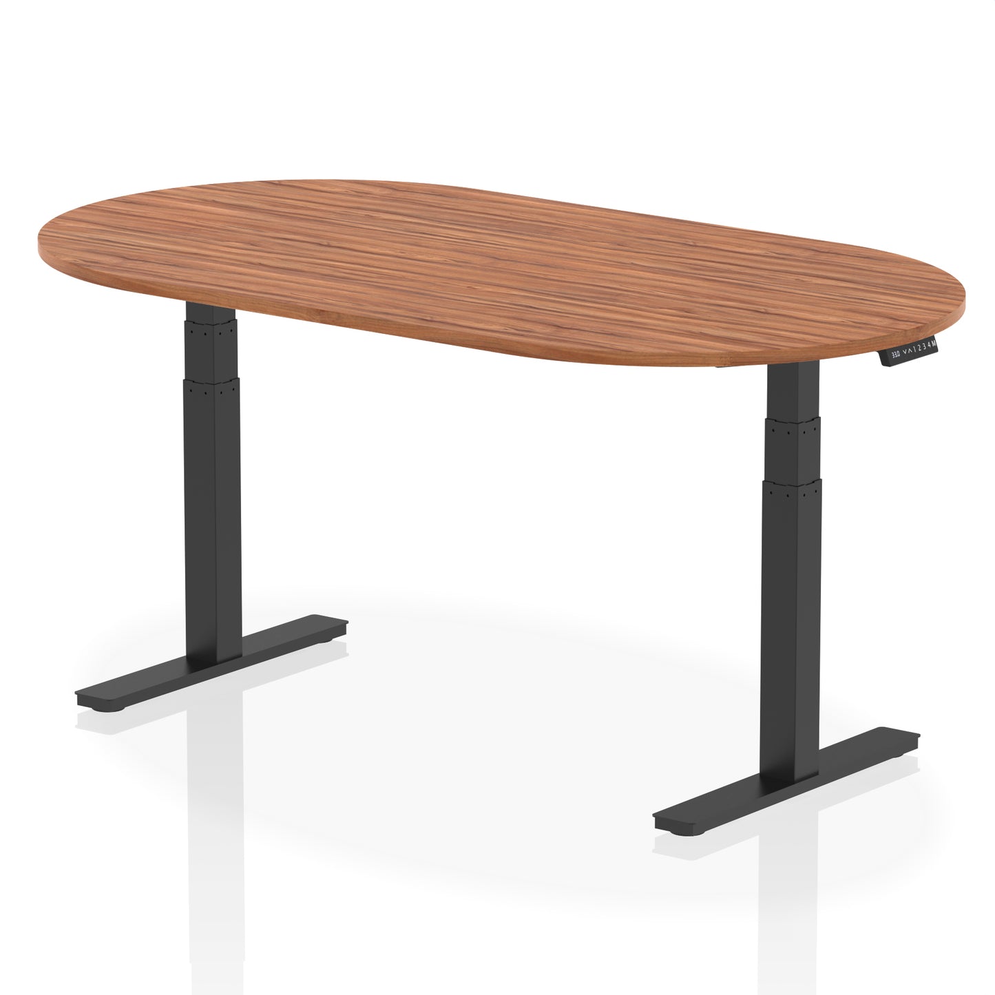Impulse Height Adjustable Boardroom Table Walnut 1800 Black - Industrious Decor