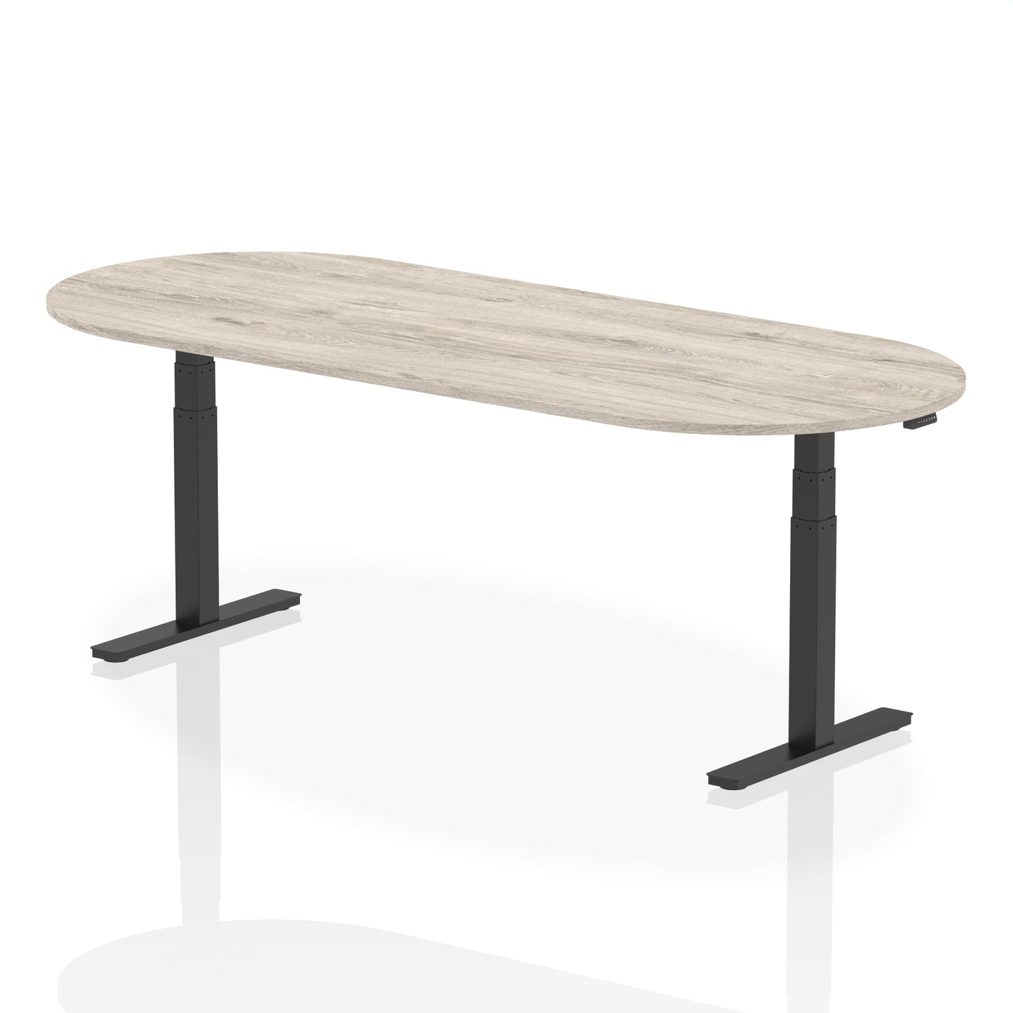 Impulse Height Adjustable Boardroom Table Grey Oak 2400 Black - Industrious Decor