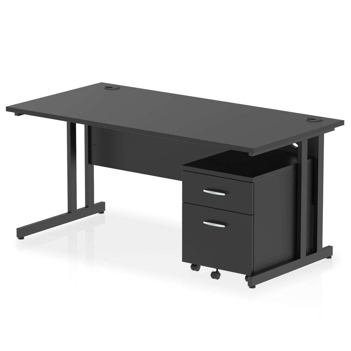 ID Workplace Cantilever Desk with Mobile Pedestal Black 2 Drawer Mobile Pedestal - Industrious Decor