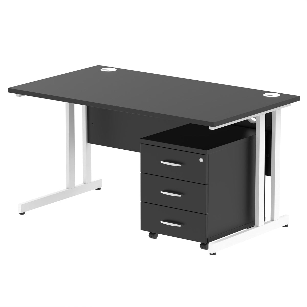 ID Workplace Cantilever Desk with Mobile Pedestal - Industrious Decor
