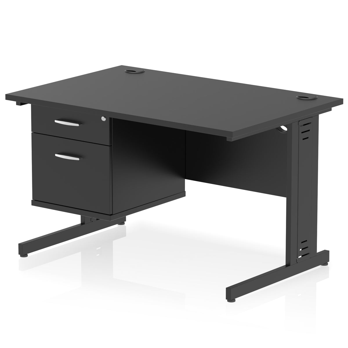 ID Workplace Cable Managed Desk – 1200mm Black 2 Drawer Black - Industrious Decor