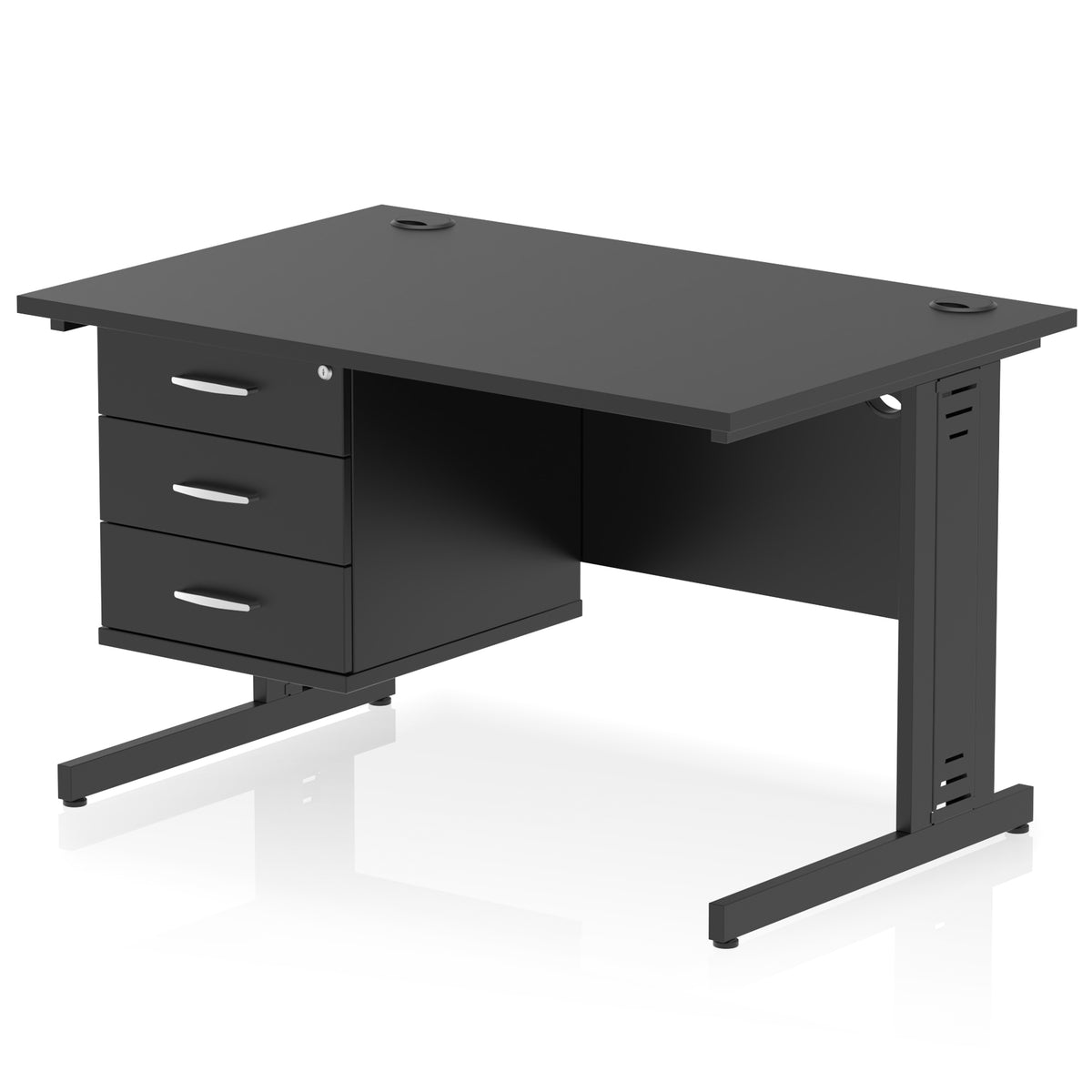 ID Workplace Cable Managed Desk – 1200mm Black 3 Drawer Black - Industrious Decor