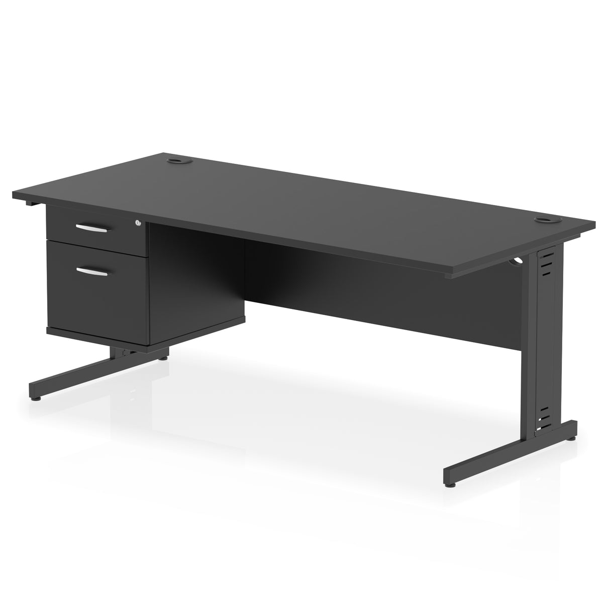 ID Workplace Cable Managed Desk – 1800mm Black 2 Drawer Black - Industrious Decor