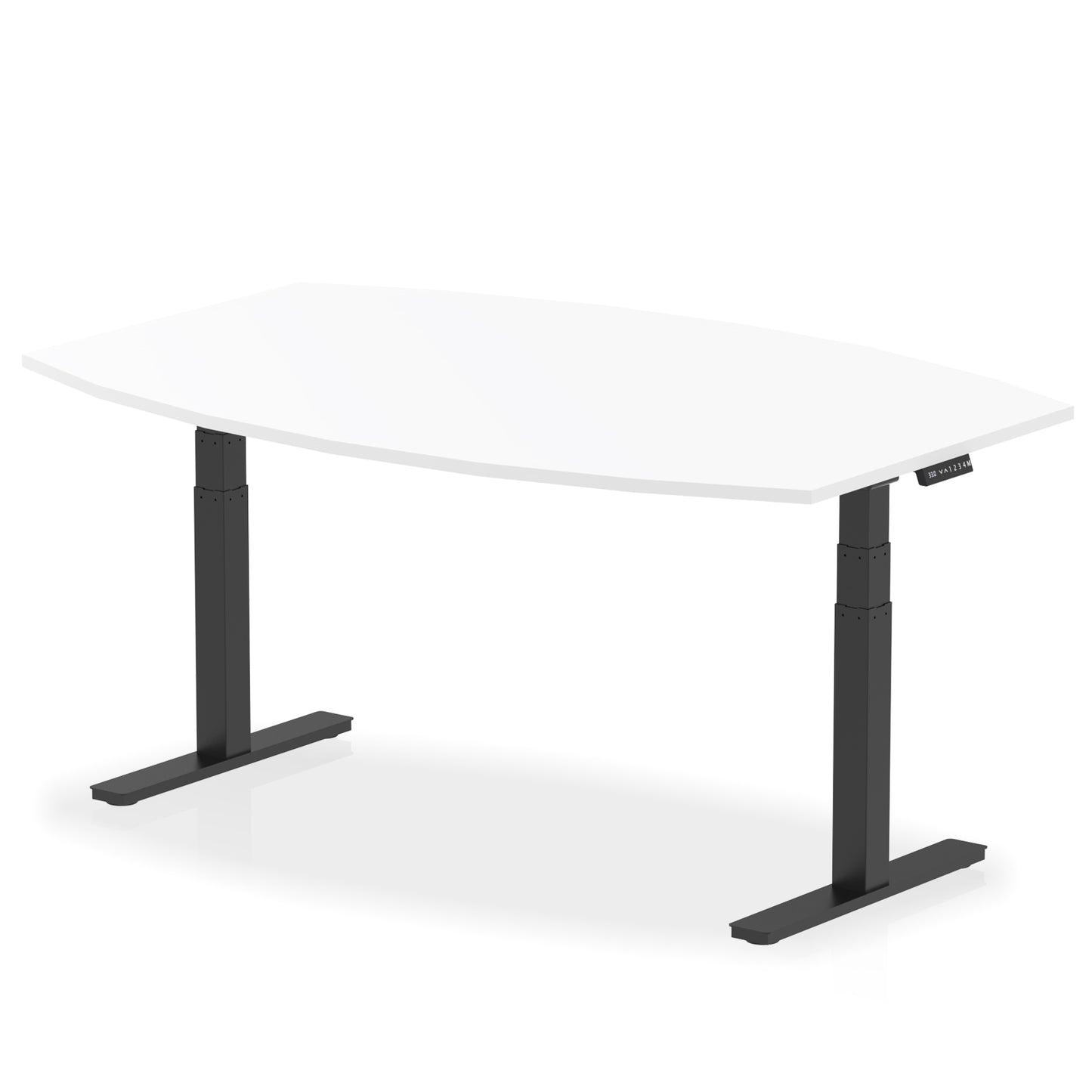High Gloss Writable Boardroom Table Height Adjustable White 1800 Black - Industrious Decor