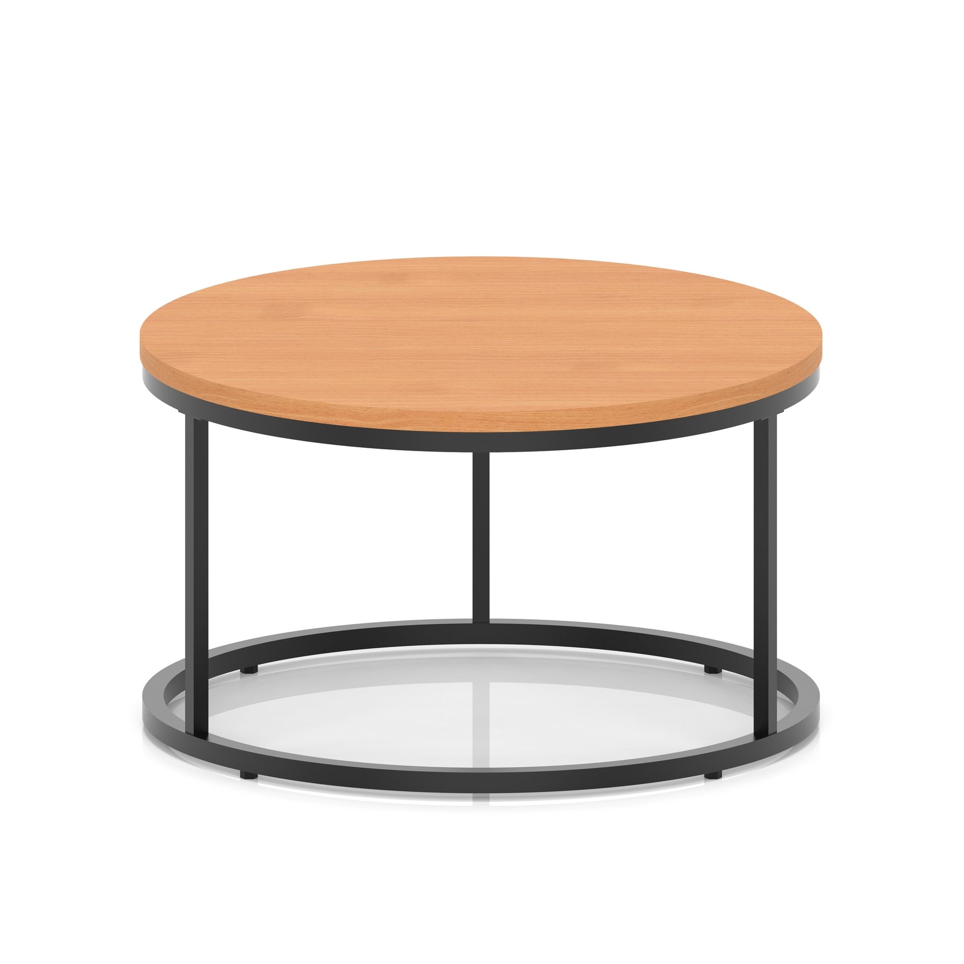 Impulse Round Coffee Table With Metal Frame Beech 800mm Black - Industrious Decor