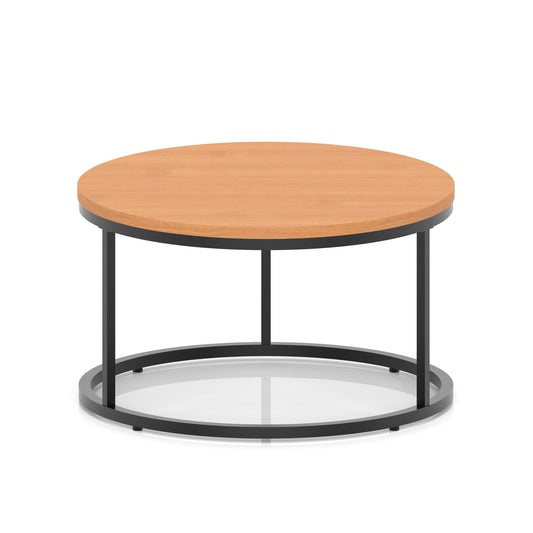Impulse Round Coffee Table With Metal Frame Beech 800mm Black - Industrious Decor