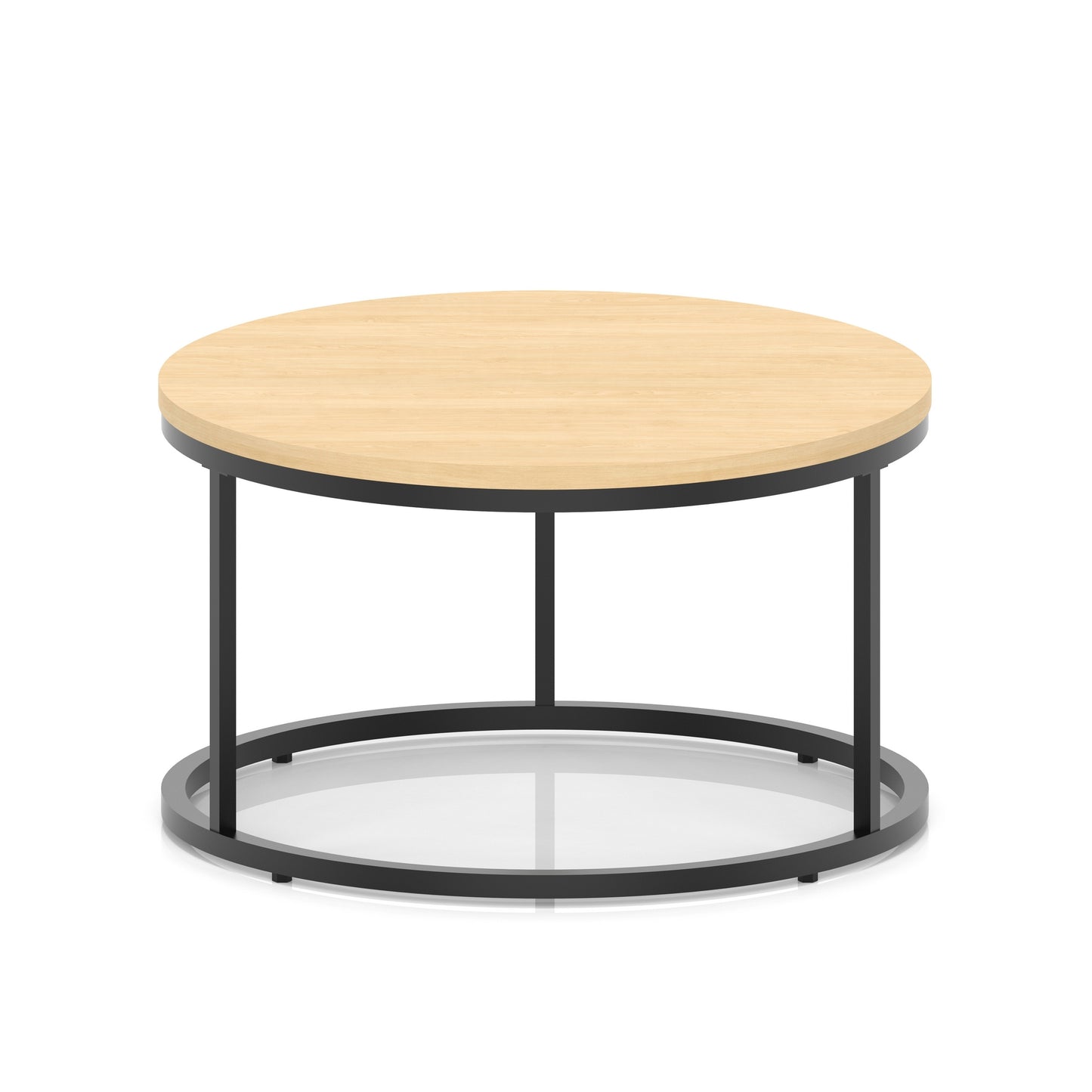 Impulse Round Coffee Table With Metal Frame Maple 800mm Black - Industrious Decor
