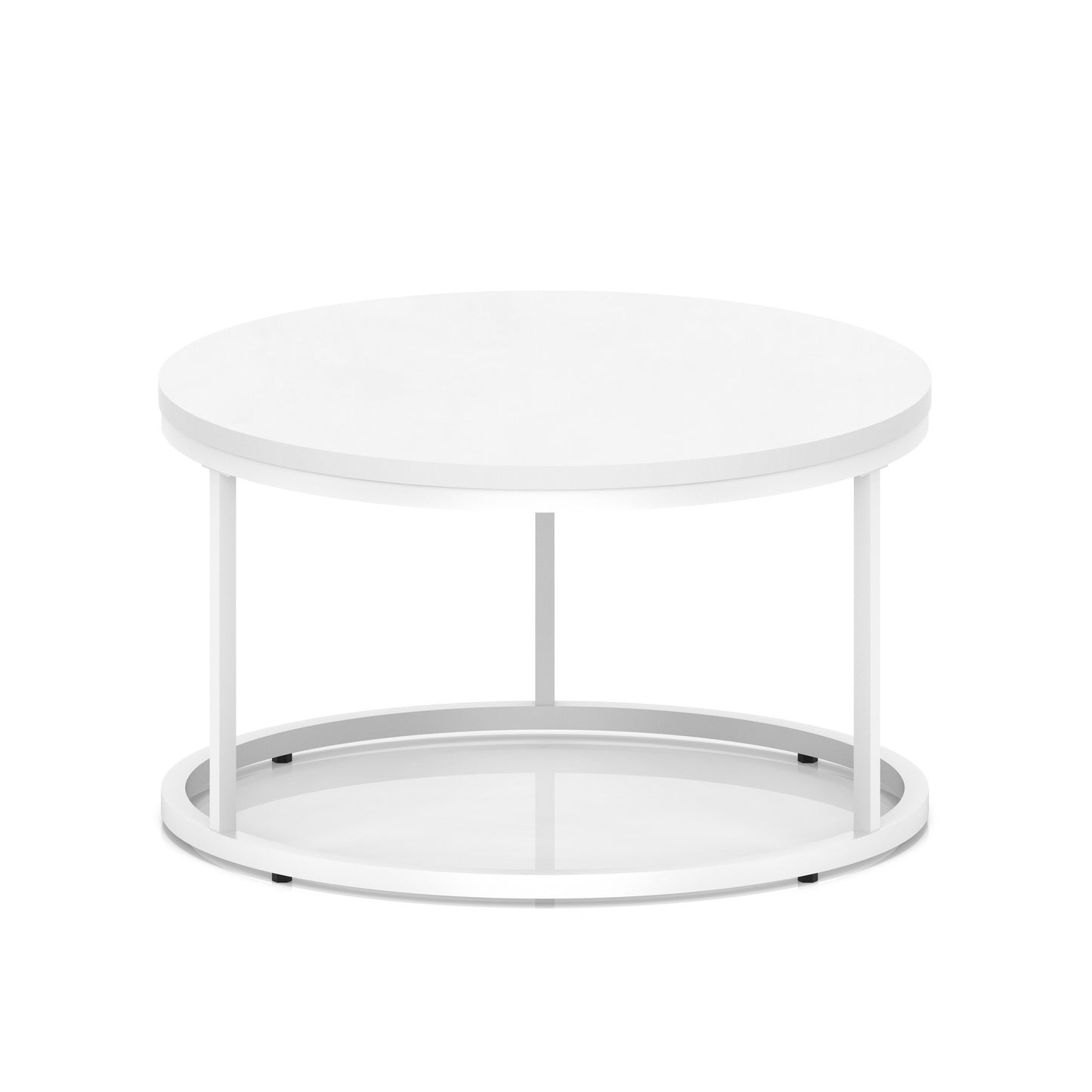 Impulse Round Coffee Table With Metal Frame White 800mm White - Industrious Decor