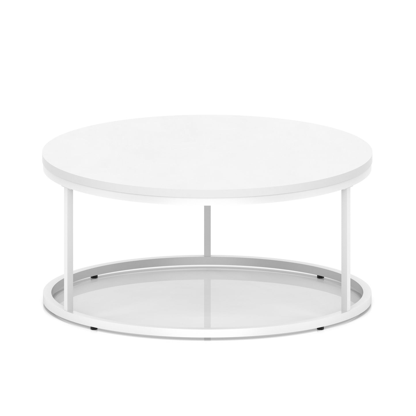 Impulse Round Coffee Table With Metal Frame White 1000mm White - Industrious Decor