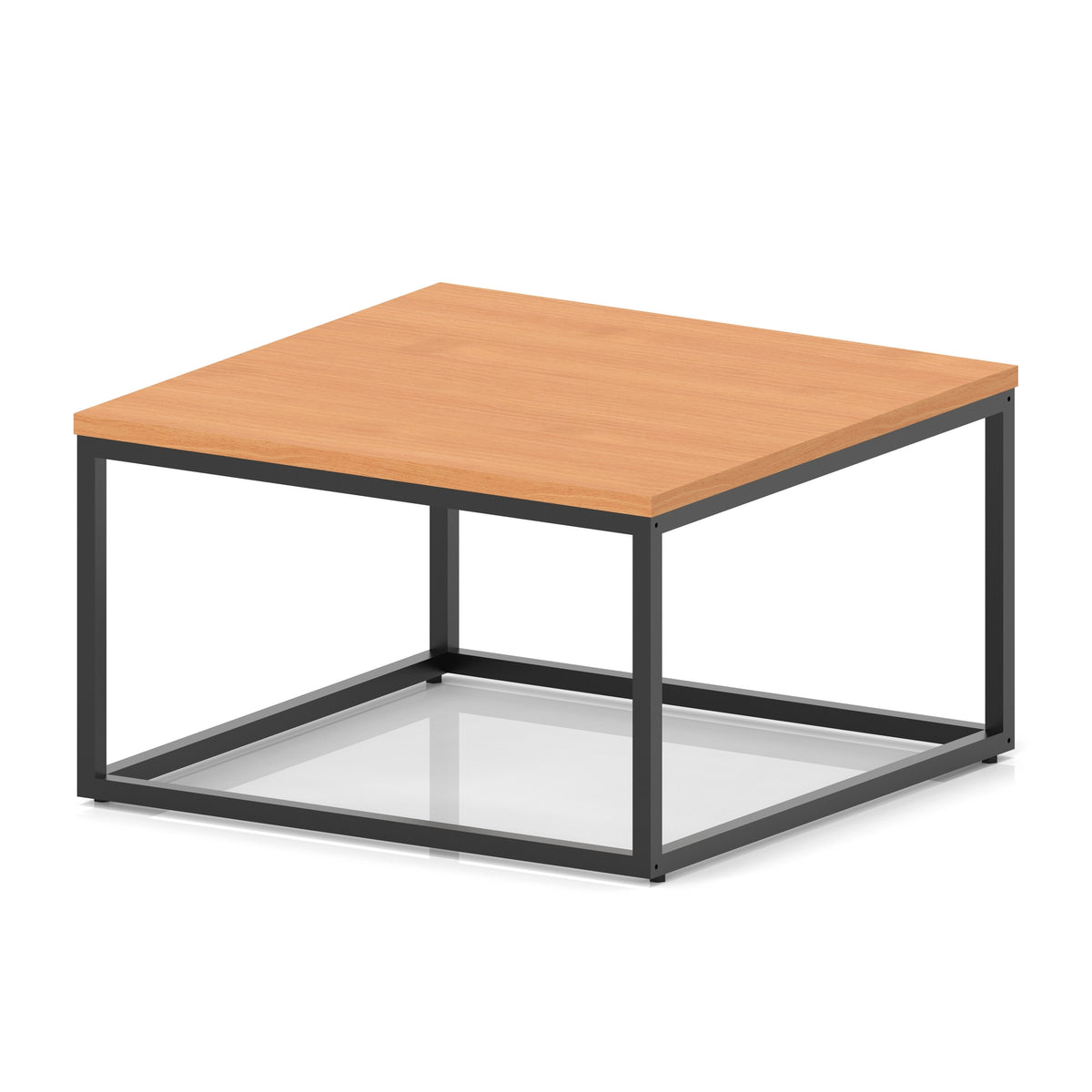 Cairn Square Coffee Table With Metal Frame Beech 800mm Black - Industrious Decor