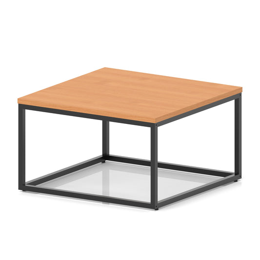Cairn Square Coffee Table With Metal Frame Beech 800mm Black - Industrious Decor