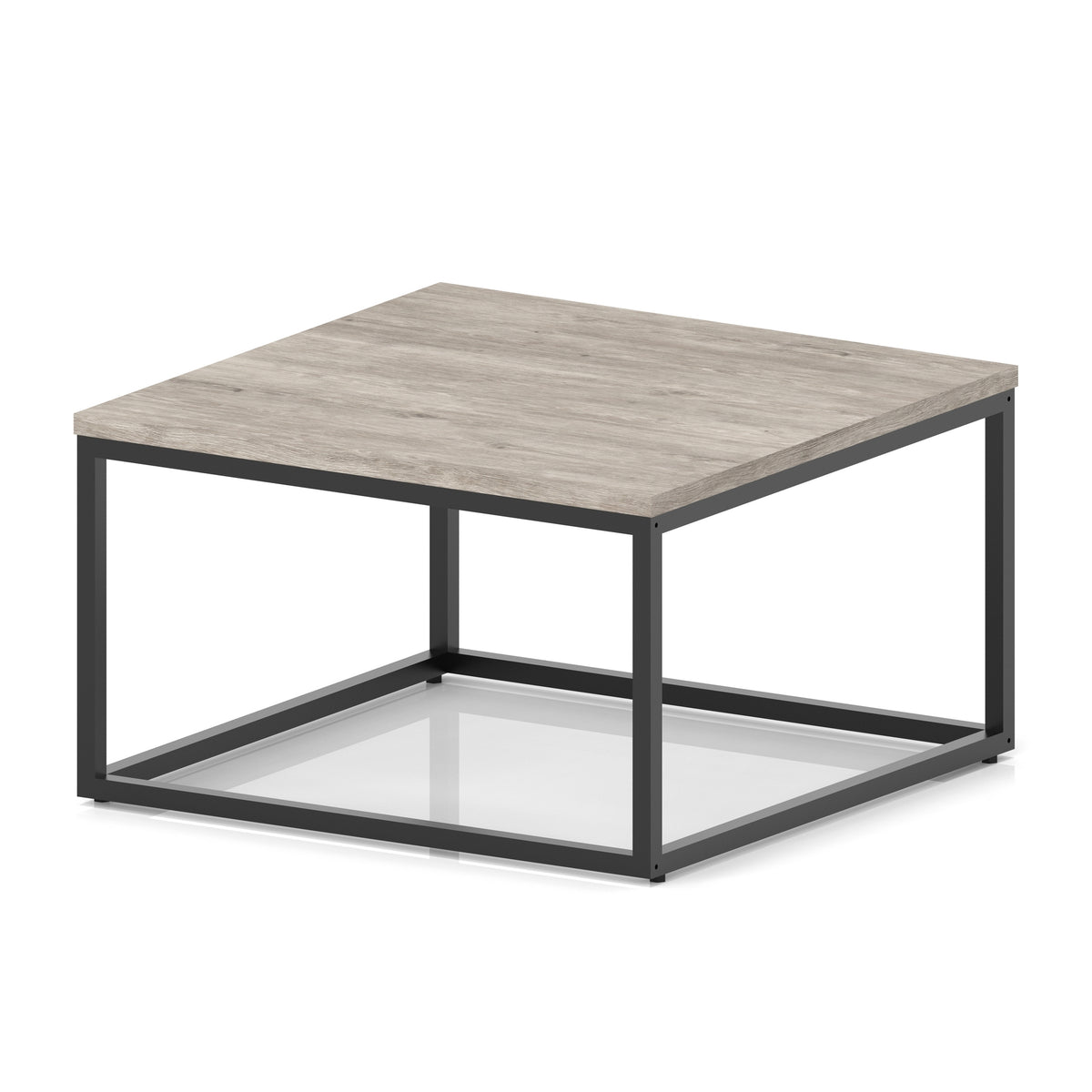 Cairn Square Coffee Table With Metal Frame Grey Oak 800mm Black - Industrious Decor