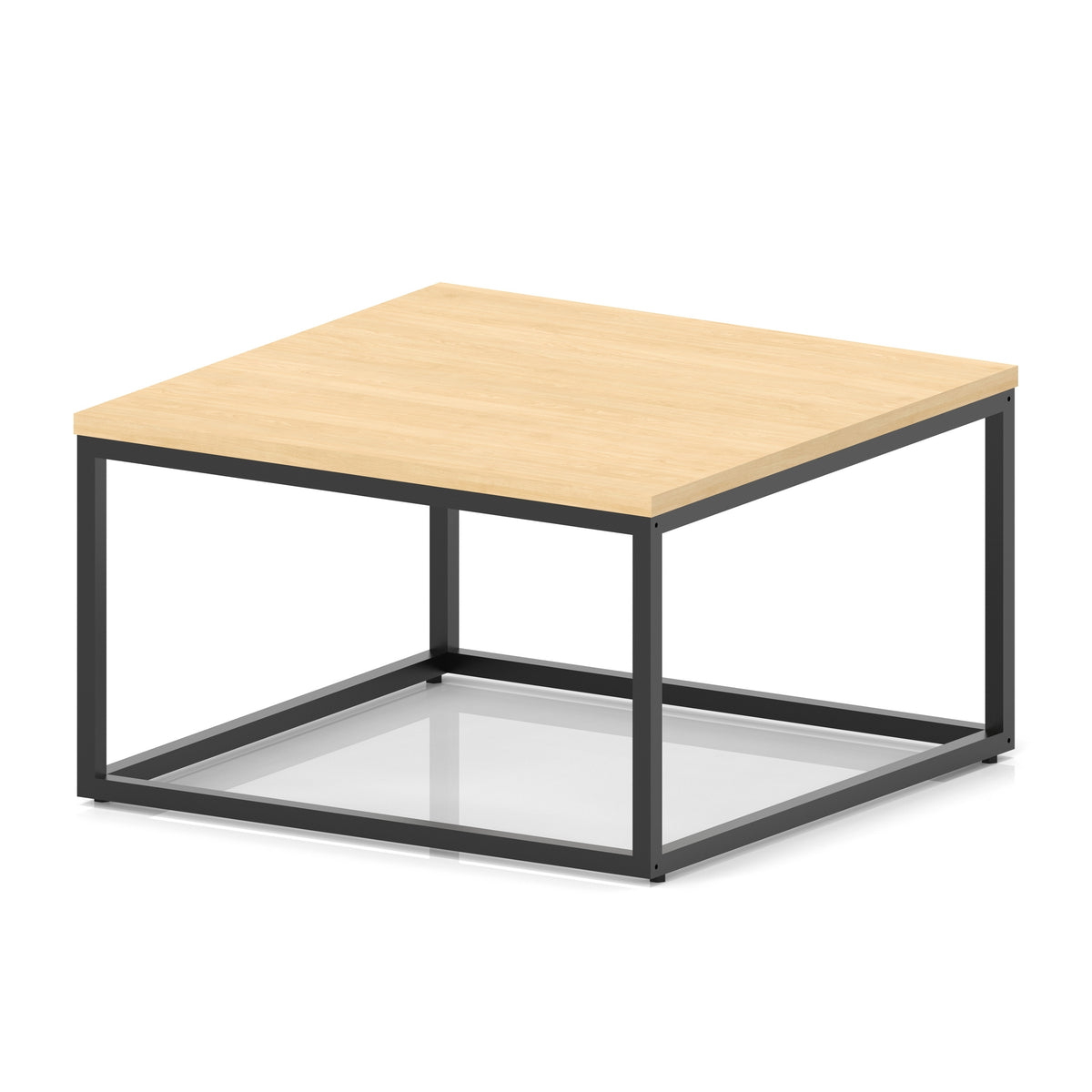 Cairn Square Coffee Table With Metal Frame Maple 800mm Black - Industrious Decor