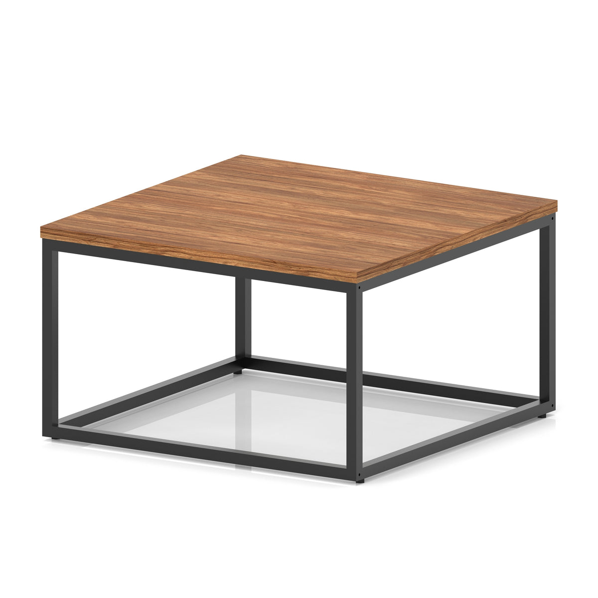 Cairn Square Coffee Table With Metal Frame Walnut 800mm Black - Industrious Decor