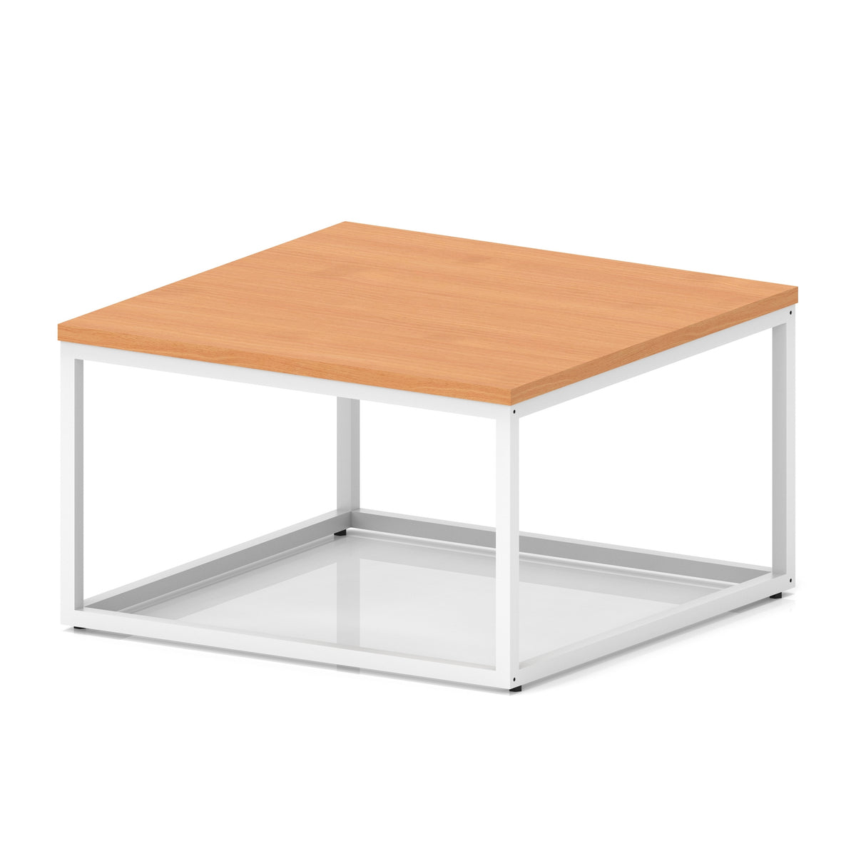 Cairn Square Coffee Table With Metal Frame Beech 800mm White - Industrious Decor