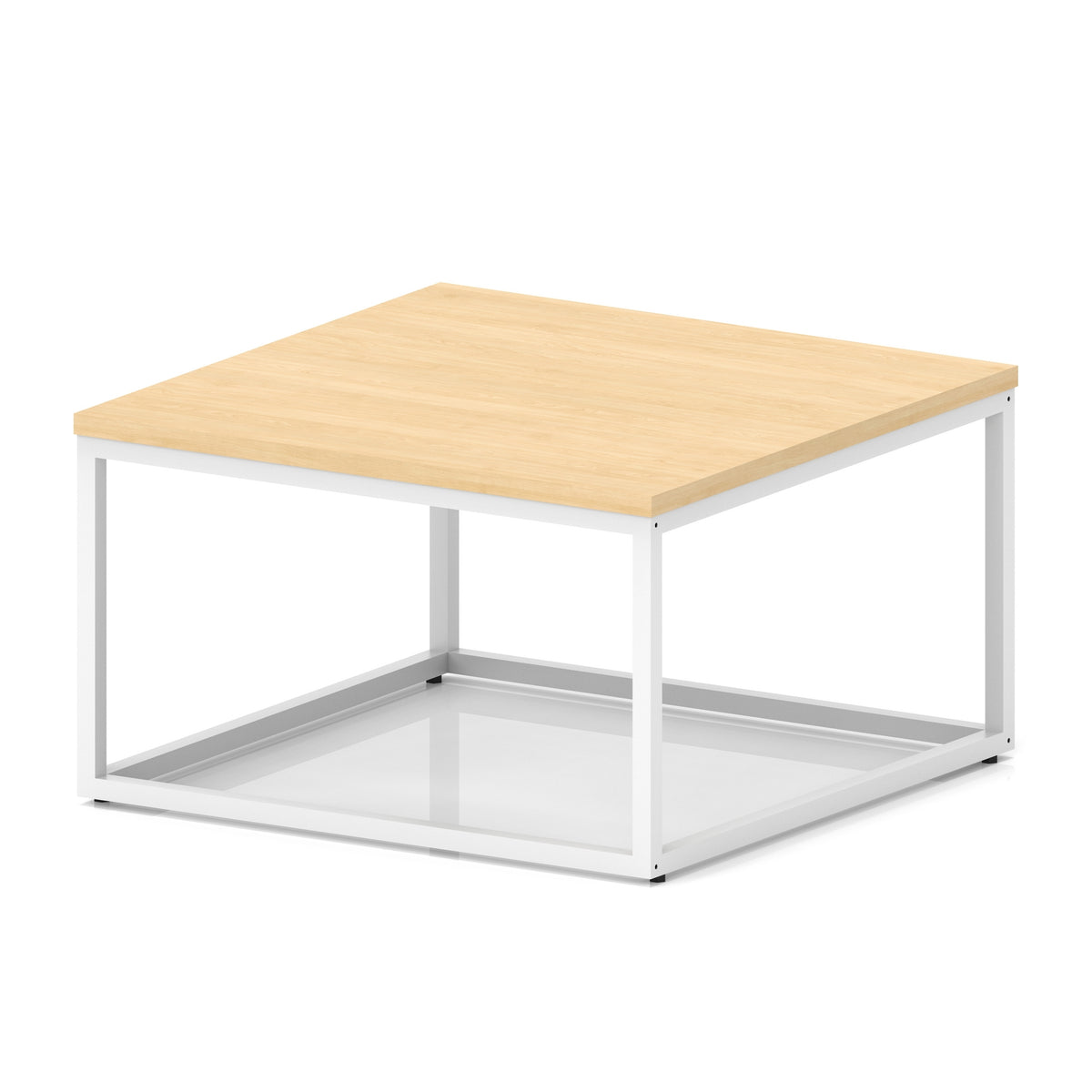 Cairn Square Coffee Table With Metal Frame Maple 800mm White - Industrious Decor