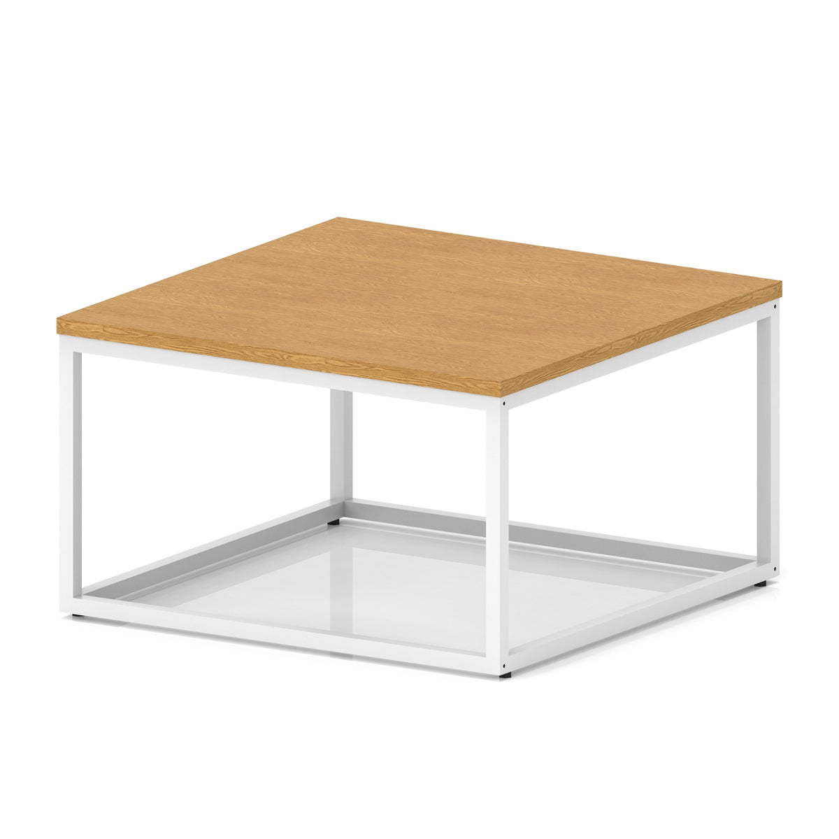 Cairn Square Coffee Table With Metal Frame Oak 800mm White - Industrious Decor