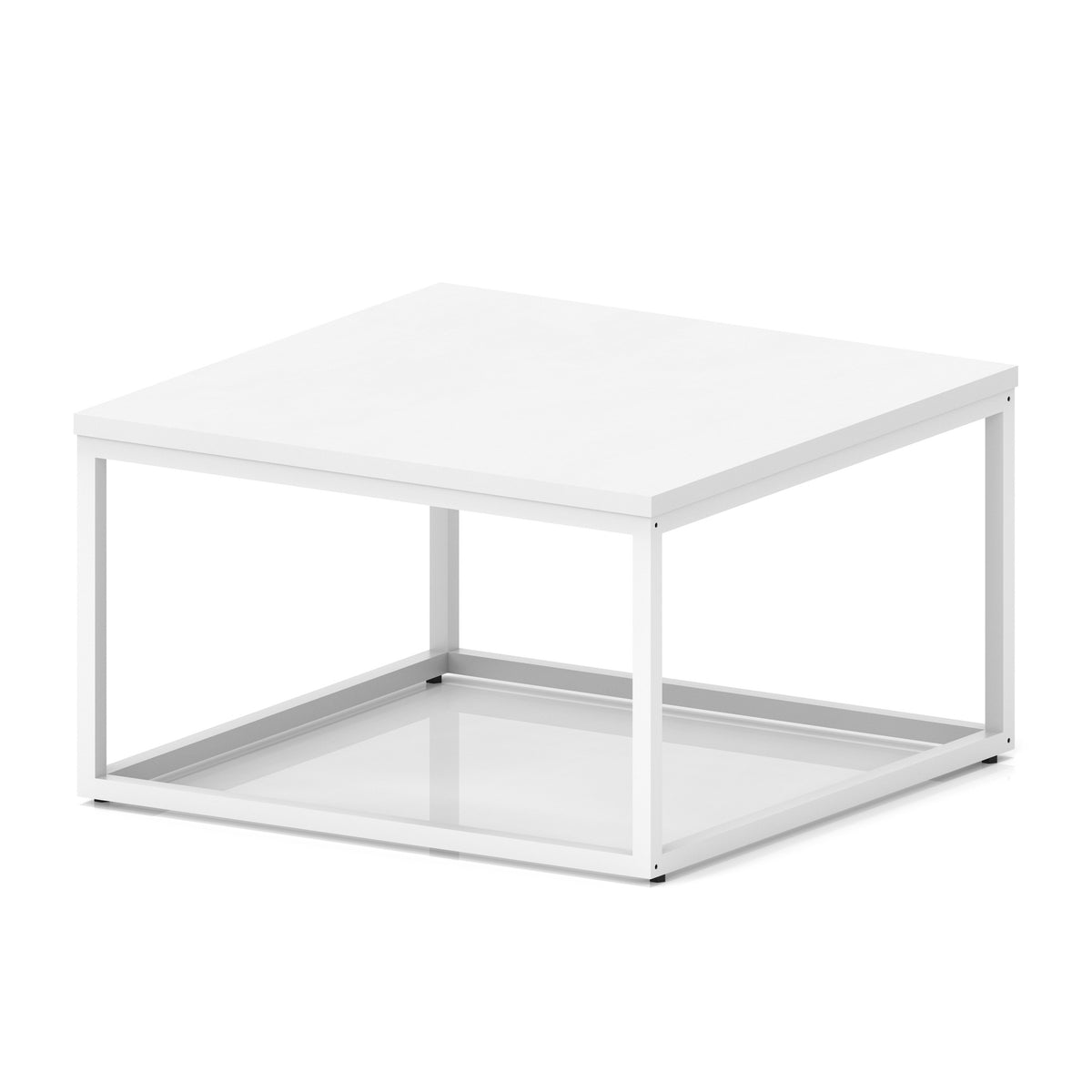 Cairn Square Coffee Table With Metal Frame White 800mm White - Industrious Decor