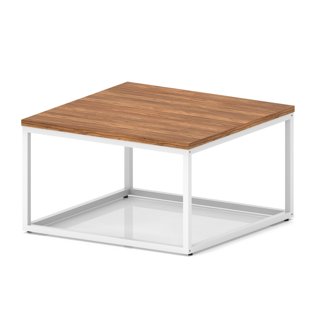 Cairn Square Coffee Table With Metal Frame Walnut 800mm White - Industrious Decor
