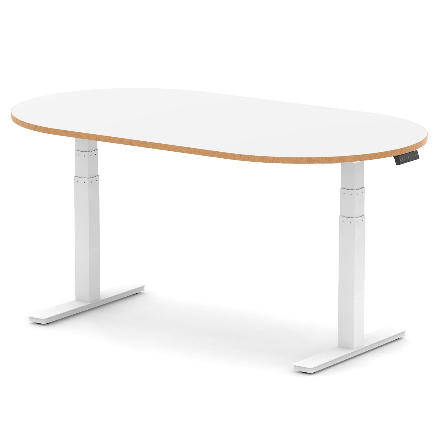 Impulse Height Adjustable Boardroom Table White & Natural Wood 1800 White - Industrious Decor
