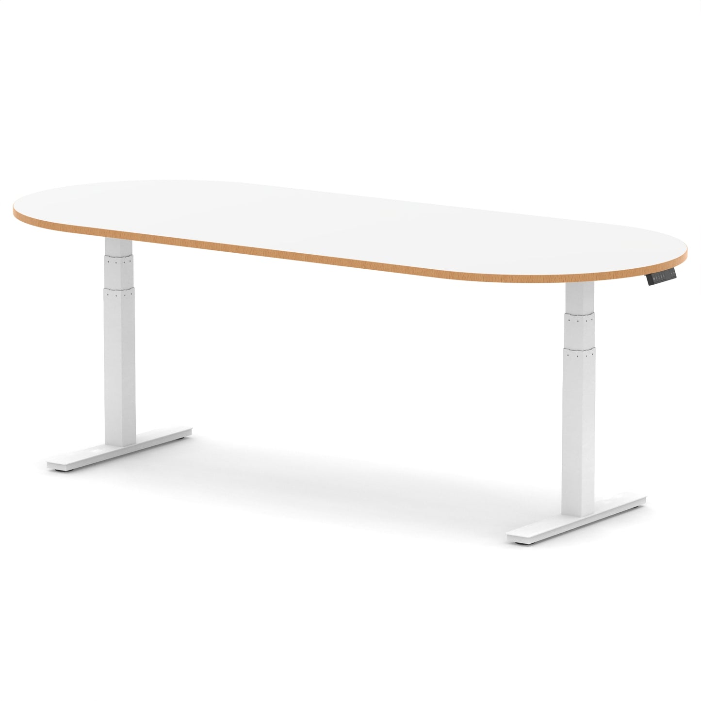 Impulse Height Adjustable Boardroom Table White & Natural Wood 2400 White - Industrious Decor