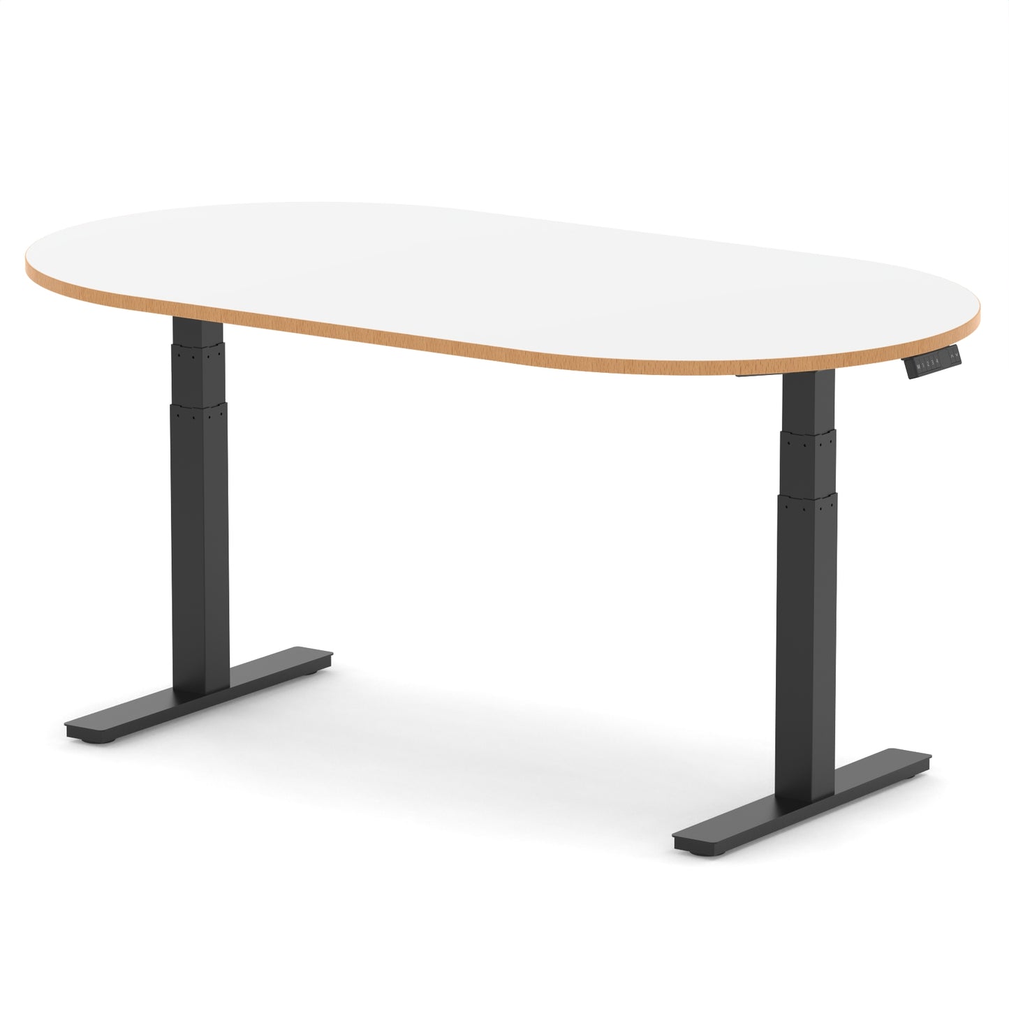 Impulse Height Adjustable Boardroom Table White & Natural Wood 1800 Black - Industrious Decor