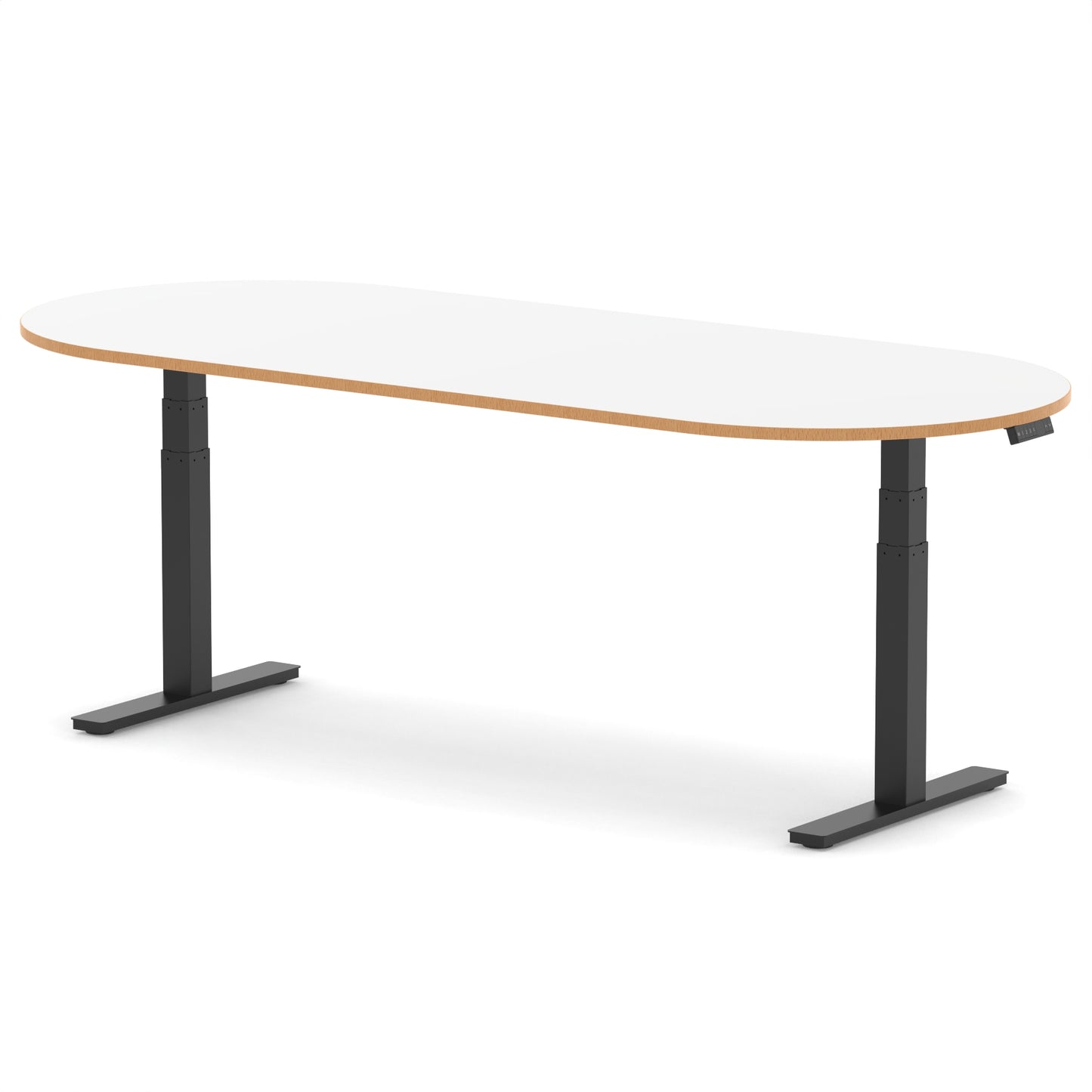 Impulse Height Adjustable Boardroom Table White & Natural Wood 2400 Black - Industrious Decor
