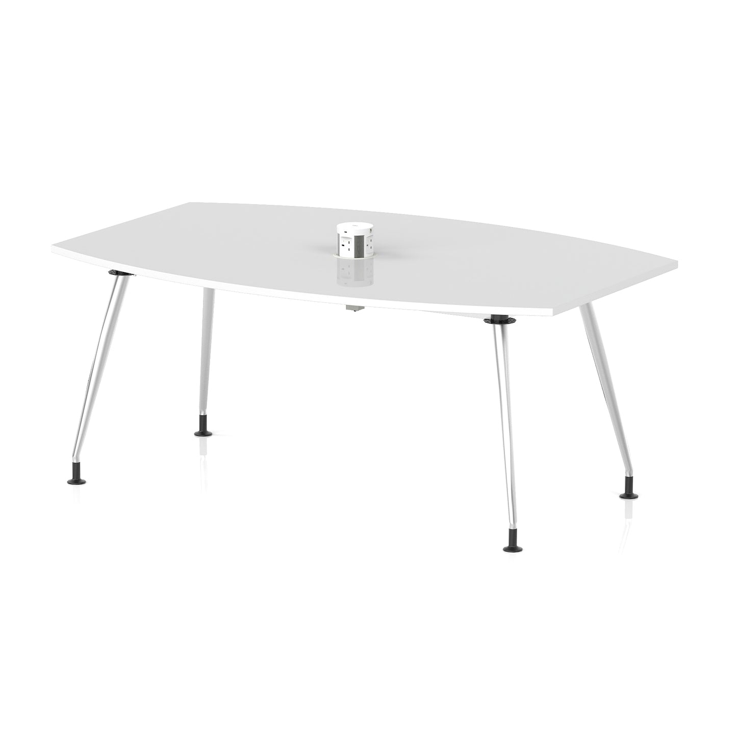High Gloss Volta Writable Boardroom Table With Pop-up Power Module White 1800mm - Industrious Decor