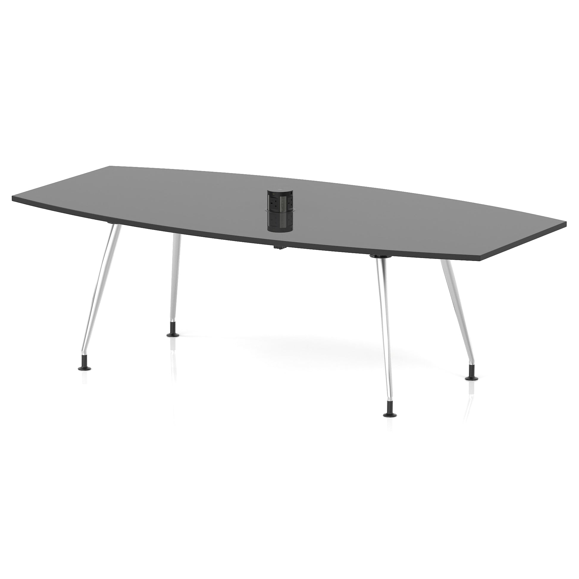 High Gloss Volta Writable Boardroom Table With Pop-up Power Module Black 2400mm - Industrious Decor