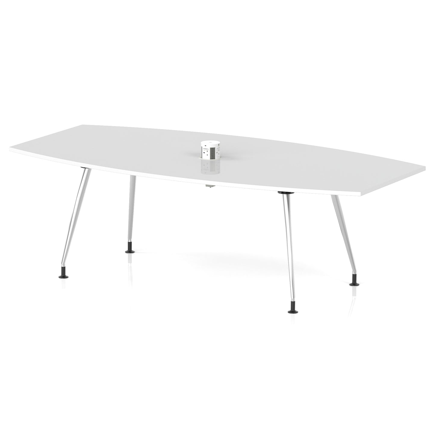 High Gloss Volta Writable Boardroom Table With Pop-up Power Module White 2400mm - Industrious Decor