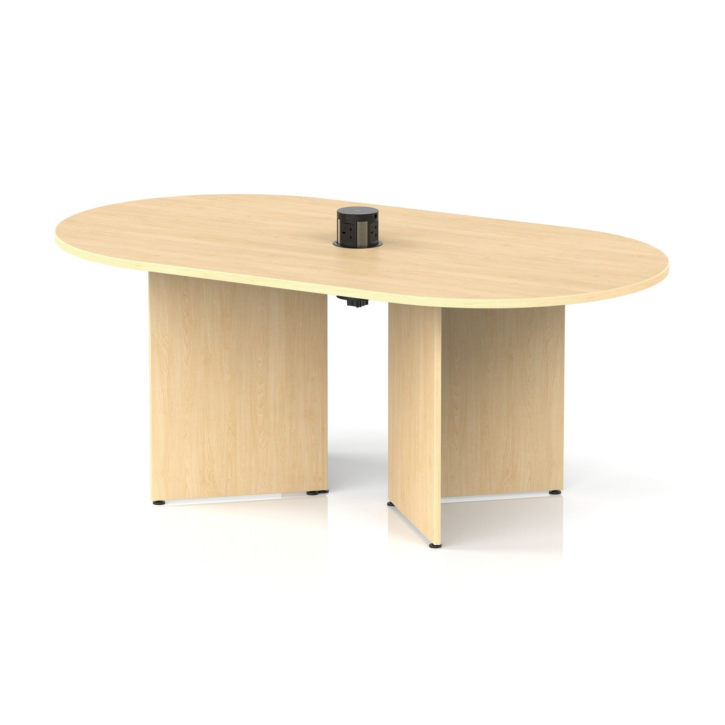 Impulse Volta Boardroom Table With Pop-up Power Module Arrowhead Leg Maple 1800mm Black - Industrious Decor