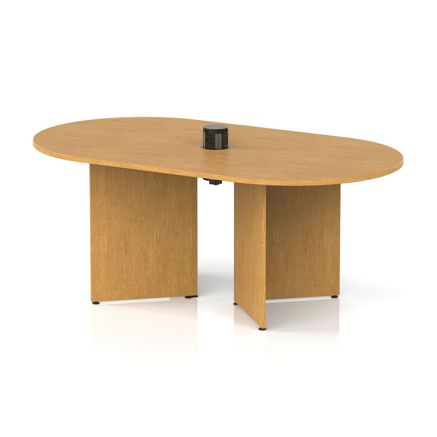 Impulse Volta Boardroom Table With Pop-up Power Module Arrowhead Leg Oak 1800mm Black - Industrious Decor